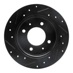 Hyundai Tiburon Brake Rotor (1) - Rear Right - R1 Concepts - Drilled & Slotted - Black - `97-`06